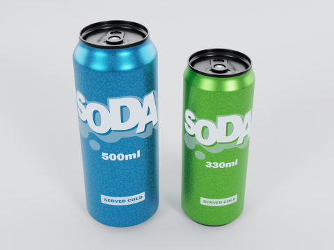 Soda cans 500ml and 330ml 3D Model