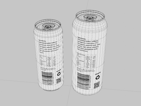 Soda cans 500ml and 330ml 3D Model