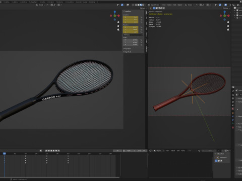 Tennis racket - Black carbon fiber Modèle 3D