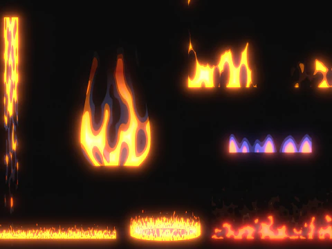 Fogo estilizado Blender Eevee Next para anima&ccedil;&atilde;o 2D Modelo 3D