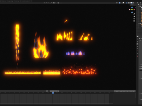 Stylized fire Blender Eevee Next for 2d animation Modelo 3D