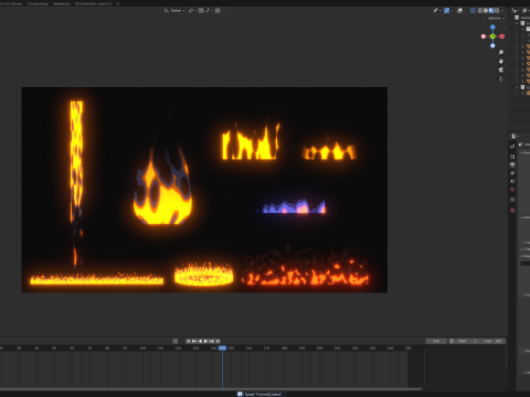 Stylized fire Blender Eevee Next for 2d animation Modelo 3D