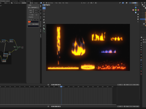 Stylized fire Blender Eevee Next for 2d animation Modelo 3D