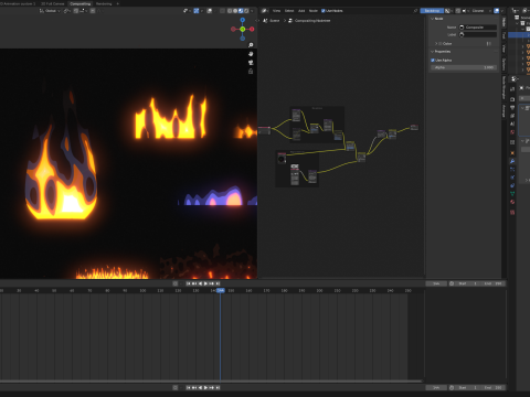 Stylized fire Blender Eevee Next for 2d animation Modelo 3D