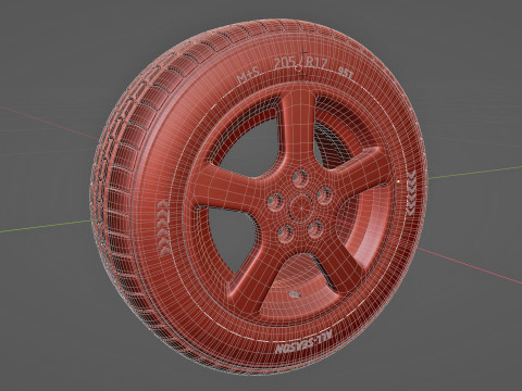 Tire all-season 205 R17 95T Modèle 3D