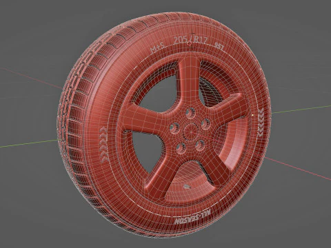 Tire all-season 205 R17 95T 3D Model