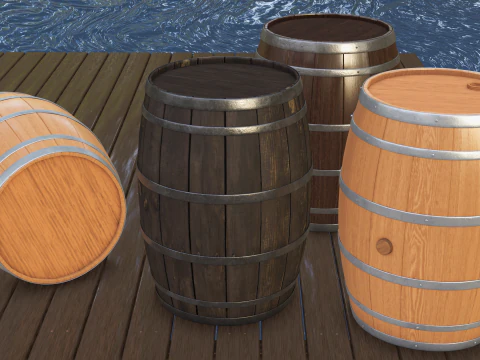 Barrels customizable Blender 3D Model