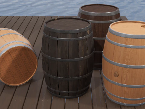 Barrels customizable Blender 3D Model