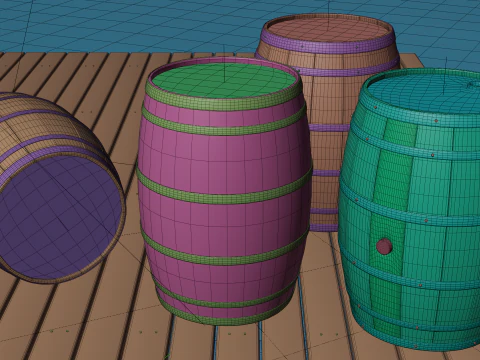 Barrels customizable Blender 3D Model