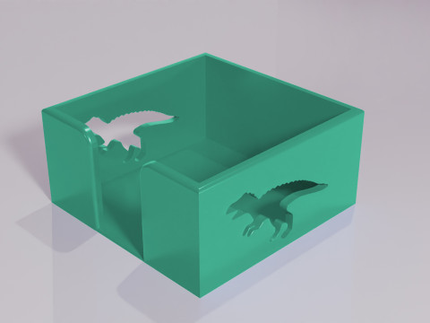 Dinosaur-Themed Hold Note Organizer 3D print model 3D Baskı Modeli