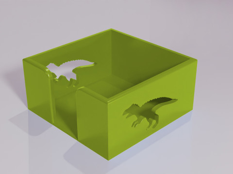 Dinosaur-Themed Hold Note Organizer 3D print model 3D Baskı Modeli