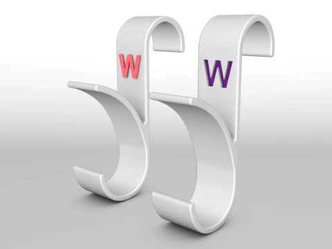 ハンガー バスルーム 3D プリント モデル 文字 W 3D プリント モデル 3Dプリントモデル