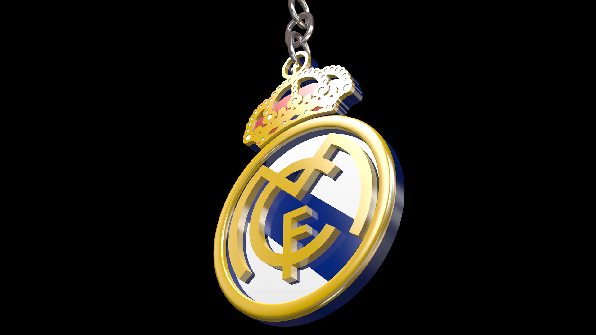 Real Madrid Inspired Keychain 3D Printable Football Logo Pendant 3D Print Model .c4d .max .obj .3ds .fbx .stl .blend