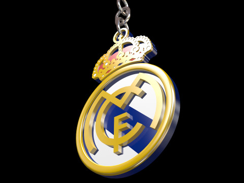 Real Madrid Inspired Keychain 3D Printable Football Logo Pendant 3D Print Model