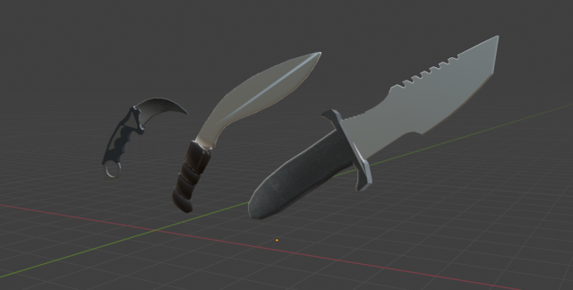 Low Poly Triple Knife Pack Modelo 3D .c4d .max .obj .3ds .fbx .stl .blend 