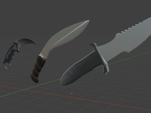 Low Poly Triple Knife Pack 3Dモデル