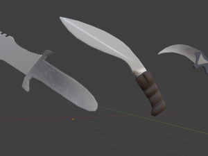 Low Poly Triple Knife Pack Modelo 3D
