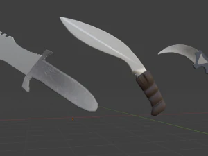 Low Poly Triple Knife Pack 3D Model