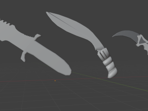 Low Poly Triple Knife Pack Modelo 3D