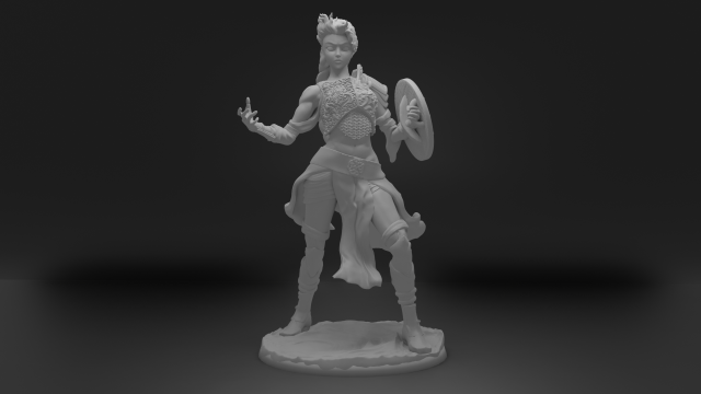 Female caster with shield 3D Модель .c4d .max .obj .3ds .fbx .stl .blend 