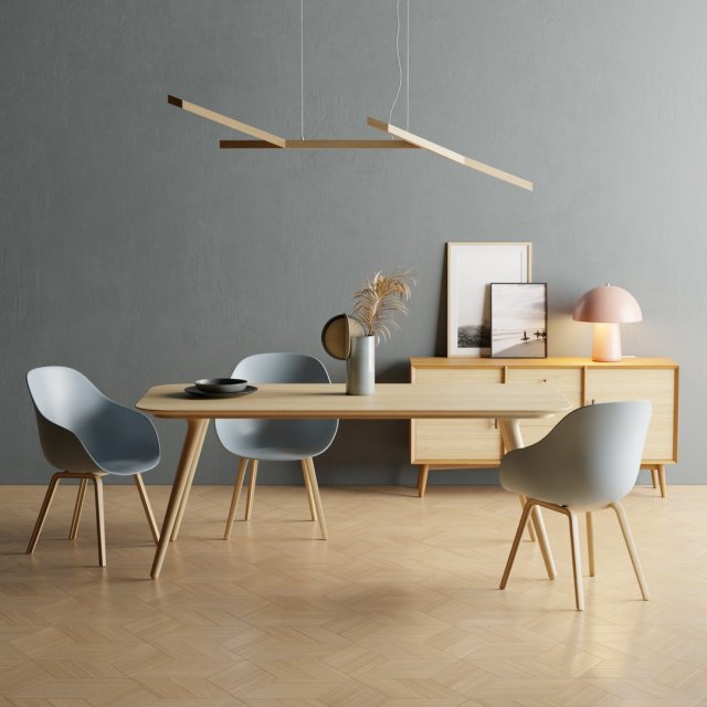 Dining Set Scandinavian Style 3D Model .c4d .max .obj .3ds .fbx .stl .blend 