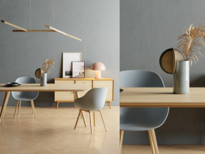 Dining Set Scandinavian Style 3D Model