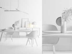 Dining Set Scandinavian Style 3D Model