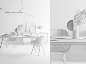 Dining Set Scandinavian Style 3D Model
