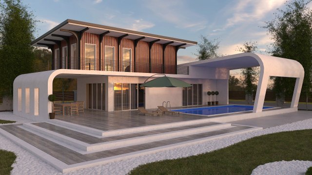 Villa enivroment Model 3D .c4d .max .obj .3ds .fbx .stl .blend 