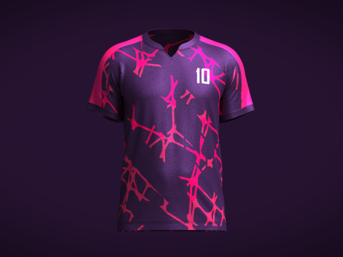 Mens Soccer Hot Pink and Purple Jersey Player-10 3Dモデル