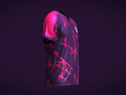 Mens Soccer Hot Pink and Purple Jersey Player-10 3Dモデル