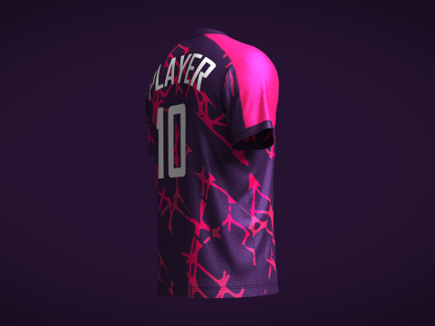 Mens Soccer Hot Pink and Purple Jersey Player-10 3Dモデル