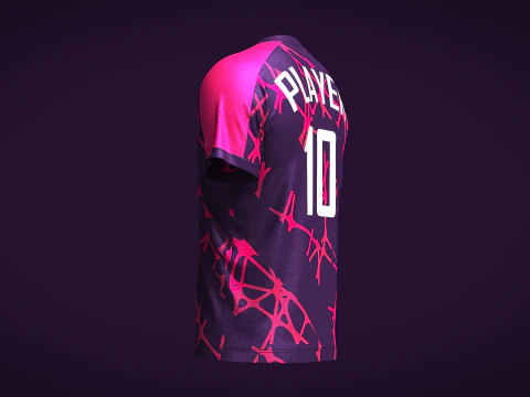 Camiseta de f&uacute;tbol para hombre, color rosa intenso y morado, Player-10 Modelo 3D