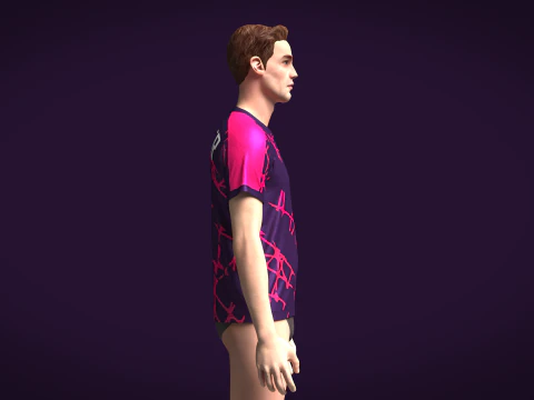 Camiseta de f&uacute;tbol para hombre, color rosa intenso y morado, Player-10 Modelo 3D