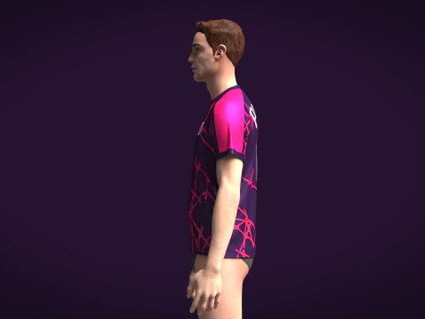 Camiseta de f&uacute;tbol para hombre, color rosa intenso y morado, Player-10 Modelo 3D