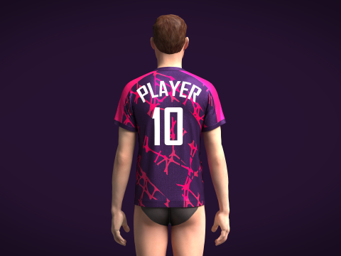 Mens Soccer Hot Pink and Purple Jersey Player-10 3Dモデル