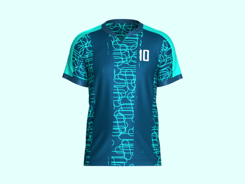 Mens Soccer Dark Ocean Blue Jersey Player-10 3D Model