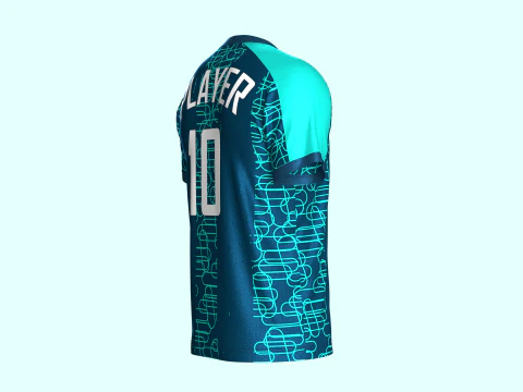 Mens Soccer Dark Ocean Blue Jersey Player-10 3D Model