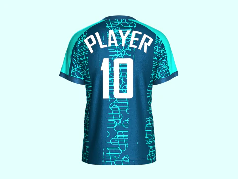 Mens Soccer Dark Ocean Blue Jersey Player-10 3D Model