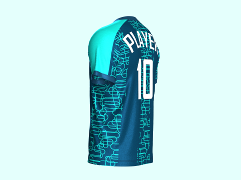 Mens Soccer Dark Ocean Blue Jersey Player-10 Modello 3D