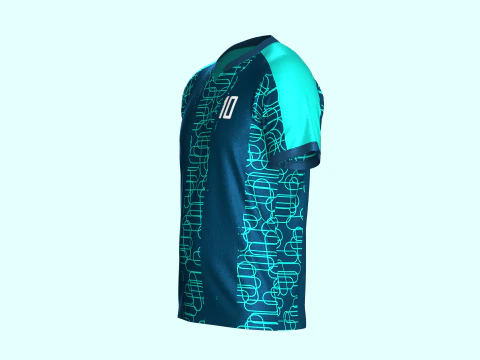 Mens Soccer Dark Ocean Blue Jersey Player-10 3D Model