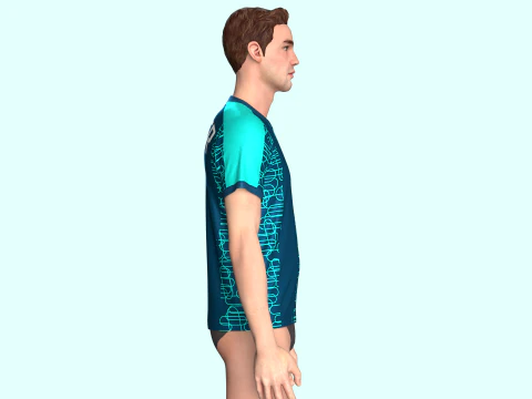Mens Soccer Dark Ocean Blue Jersey Player-10 3D Model