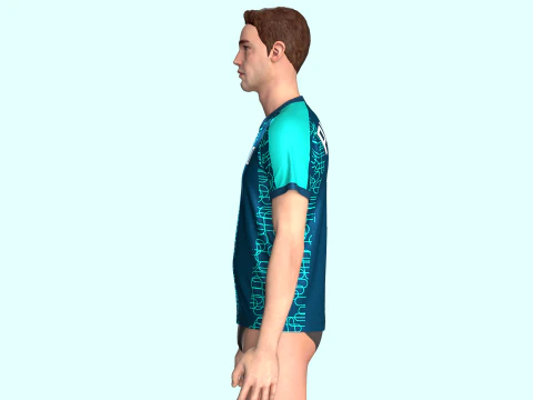 Mens Soccer Dark Ocean Blue Jersey Player-10 3D Model