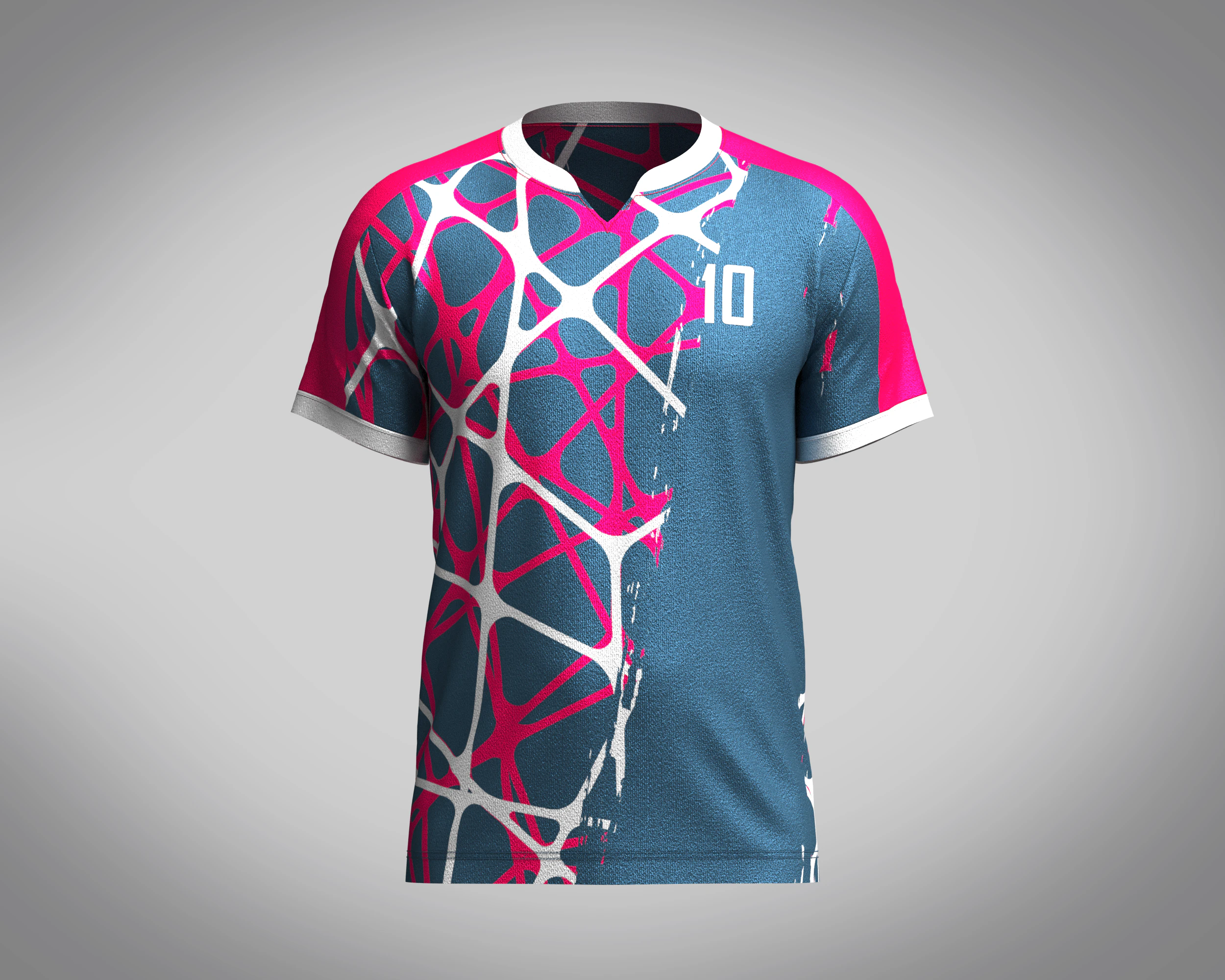 Mens Soccer Blue and Red Magenta Jersey Player-10 3D Model .c4d .max .obj .3ds .fbx .stl .blend 
