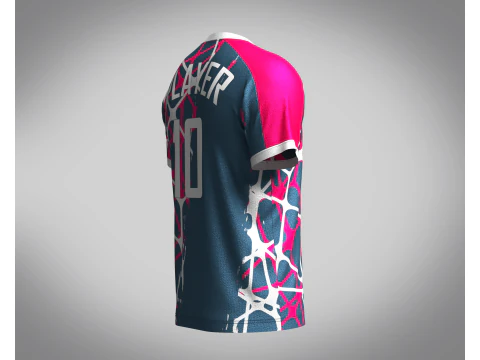 Mens Soccer Blue and Red Magenta Jersey Player-10 3D Model