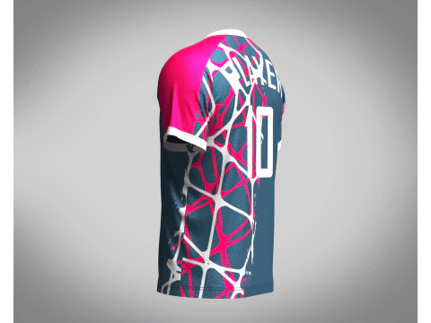 Mens Soccer Blue and Red Magenta Jersey Player-10 3D Model