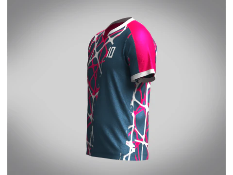 Mens Soccer Blue and Red Magenta Jersey Player-10 3D Model