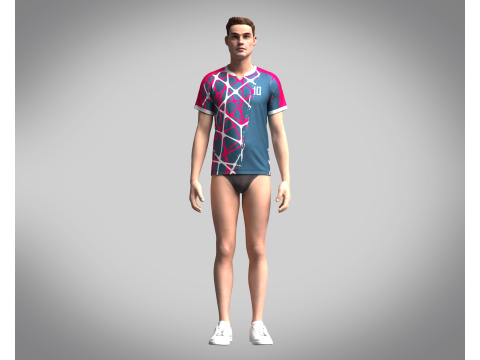 Mens Soccer Blue and Red Magenta Jersey Player-10 Model 3D