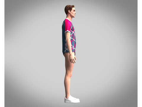 Mens Soccer Blue and Red Magenta Jersey Player-10 Model 3D