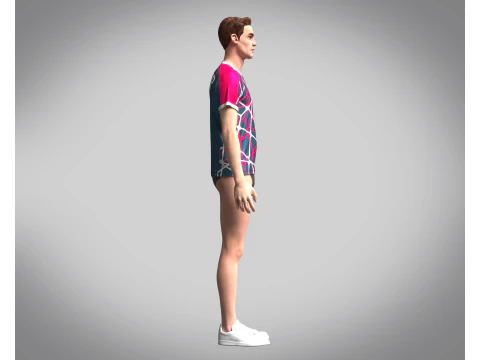 Mens Soccer Blue and Red Magenta Jersey Player-10 3D Model